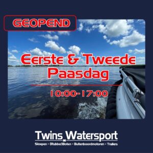 Twins Watersport Paasshow. Gopend van 10:00-17:00. Sloepen, boten en buitenboordmotoren, dealer Coastliner en Tohatsu.