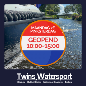 Tweede Pinksterdag is Twins Watersport geopend van 10:00-15:00